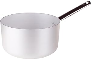 Pentole Agnelli Linea Alluminio 3 mm Professionale Casseruola Alta con Manico Inox, Argento, 32 cm