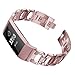 Produktbild HEYSTOP Armband für Fitbit Charge 3, Metall Gliederarmband Ersatzarmband Wrist Armband Uhrenarmband für Fitbit Charge 3 (Rosa)