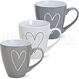 tasse grau weiß Hochwertige Keramik - geeignet für Mikrowelle & Spülmaschine