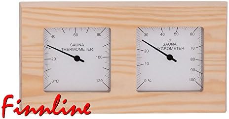 Finn Line Hygrometer Suorakulmio I Thermometer and Hygrometer for Sauna and Infrared Cabin In A Beautiful Wooden Frame I Accessories