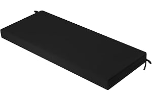 PRIMEPATIO Outdoor Garden Bench Cushion, Patio Garden Furniture 3 Seater Waterproof Long Chair Cushion, Porch Swing with Ties, Window Seat Sofa Replacement Pad, Black