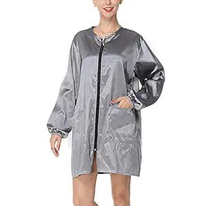 PLAFUETO Hair Stylist Grooming Smocks for Women Haircut Cape Barber Apron Jacket Vest for Hair Salon Dog Groomers Nail Tech Massage Therapist Beauty SPA Grey