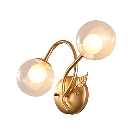Preisvergleich Produktbild TopDeng Klares Glas Ball Wandleuchte G9, Doppelt Modern Kreativ Wandleuchte Schattierungen Schlafzimmer Wohnzimmer Dekor-Golden-A 30cm