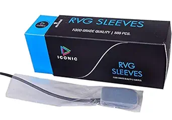 ICONIC RVG SLEEVES, Sensor Sleeves, SIZE A, Sensor Protective Films, Dental Sleeves, 10 boxes - 500 Pieces per Box (5000)