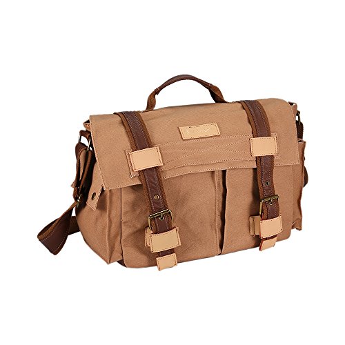 Sac    bandouli  re appareil photo  Beaspire Sacoche bandouli  re de toile pour voyage vid  o cam  ra Num  riques R  flex housse sacoche anti-choc Imperm  able Randonn  e pour Canon  Nikon  Sony  Pentax  Fujifilm  Panasonic  Leica etc  Marron 