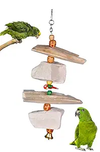 AVI CRAVE Natural Mineral Block and Cuttlefish Bone Toy for Birds,Budgies,Finches,Cocktail,Parrot,Conure,African Gray,Macaw and Other Birds ( Medium )