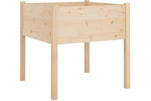 vidaXL Bois de Pin Massif Jardinière d'Extérieur Bac à Fleurs Lit Surélevé Pot de Plantes de Jardin Balcon Terrasse 70x70x70 cm