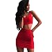 Produktbild Kleid DELLIN Sexy Damen Ärmelloses Beiläufiges Kurzes Oberteil + Rock Zweiteiler Outfit Lässig Sets (XXL, Red)