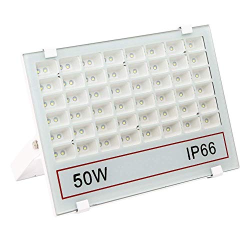 Preisvergleich Produktbild AUFUN Led Strahler 50W Kaltweiß Spotbeleuchtung Fluter Strahler Scheinwerfer Ultraslim LED Baustrahler Flutlicht IP66 wasserdicht Wandstrahler außen und innen für Garten Werkstätte Fabrike usw.