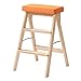 Produktbild LXF Stehleitern Holz Stufenleiter Stuhl 3 Stufenleiter Faltbare Dreieckige Struktur Multifunktions Treppen 40 * 20 * 67,5 Cm (Farbe : Holzfarbe)