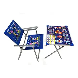 Rudra Creations (SAME PRINT AVAILABLE WITH SELLER RUDRA.CREATIONS BE WARE WITH FAKE SELLER) -Best for Kids, Cartoon Pattern Printed Adjustable Foldable Study Table and Chair Set, for Kids Boy and Girl (Age Recomendation 2 to 6 Year Old)