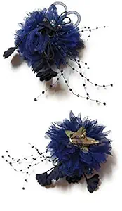 Moms Darling Hair Accessories, Beautiful Flowers with Pearls attached on an Alligator Hair Clip/ Hair Pin For Baby Girls/Girls. Pack of 1 piece. Color- BLUE-13_3
