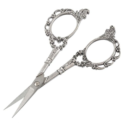 echony Vintage Plum Blossom Naht im europäischen Stil Stickerei Schere Classic Präzision gerade nähen Schere silber - 5