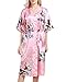Produktbild Damen Kimono Negligee,Robe Glatte Satin Nachtwäsche Bademantel Robe mit Peacock und Blume Kimono Seidenrobe Locker Schlafanzug, Langer StilV AusschnittJ StilSmall