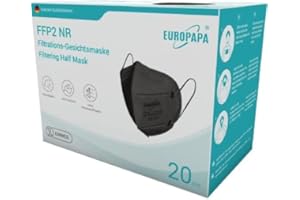 ‎EUROPAPA EUROPAPA 20x FFP2 Maske Atemschutzmaske 5-Lagen Staubschutzmasken hygienisch einzelverpackt EN149:2001+A1:2009 Mundschutzmaske EU2016/425