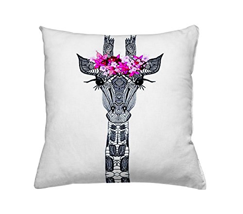 Zierkissen Dekokissen 45x45 cm mit Füllung "Bloomy Giraffe" - doppelseitiger Druck!