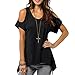 Produktbild Damen Blusen Tops, Dasongff Frauen Reizvoller Schulterfrei Oberteile Bluse Kurzarm T-Shirt Tops Einfarbiges V-Ausschnitt Pullover Stretch Sommer Tunika (L, Schwarz)