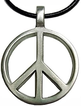 bkwear Halskette STM BW 18 Peace Zinn Anhänger 3 cm Frieden