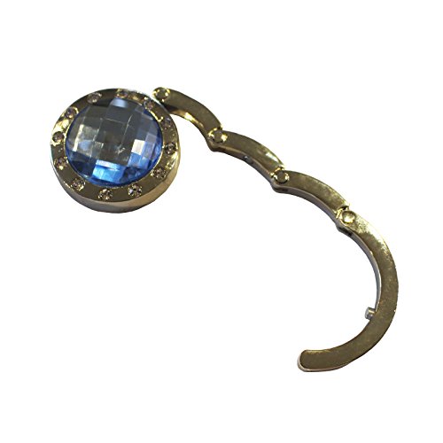 6 Handtaschenhalter Aufhänger mit Gliederhalterung ausklappbar und funkelnden farbigen Kristall Schmucksteinen von Kurtzy TM - 3