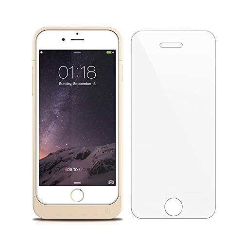 [With A Screen Protector] iPhone 6S iPhone 6 Battery Case Soconic 5800mAh Power Bank Cases for Iphone 6 6s 4.7" models rechargeable close fitting shock proof battery back up charger pack case,Gold