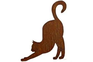 Klocke Edelrost Dekor Statua da giardino arrugginita su base fissa, resistente alle intemperie, statuetta di animali in metallo, decorazione da giardino, decorazione (gatto IV, altezza 50 cm)