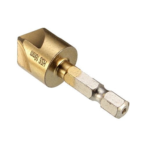 Raysen 6 Stk. 1/4 “ Sechskant Schaft HSS 5 Flöte Senkbohrer Set 90 Grad für Holz Schnellwechsel Bit 6mm-19mm - 6