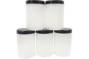 LABBOX KENZIUM - Pack 5 Frascos | 1 L | de Cuello Ancho | con Tapa y Obturador | HDPE | Translúcidos