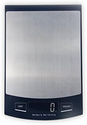 Digital Kitchen Weighing Scales – Stylish Silver / Slim Design Electronic Cooking Scale Appliance For Home And Kitchen, Weigh Food With Accurate Precision Up To 5Kg For Liquids In Ml And Fl. Oz,Black