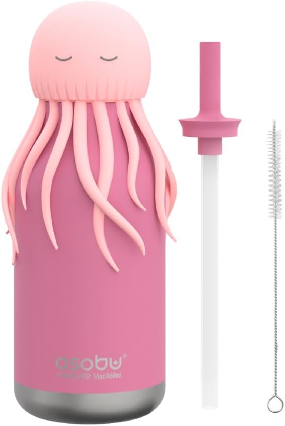 asobu Bestie Jelly Fish Su Şişesi, Sevimli Koleksiyon Karakteri, BPA | 16 oz, 24 Saat Soğuk Kalır, Çift Duvarlı Vakum Yalıtımı, Gıda Sınıfı Paslanmaz Çelik, Sızdırmaz, Harika Hediye Fikri