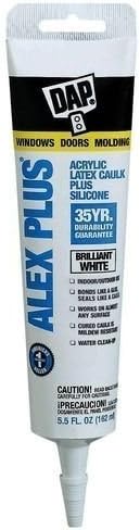 DAP Alex Plus 18128 White Flexible Durable Acrylic Latex Caulk + Silicone 5.5 oz by DAP Alex