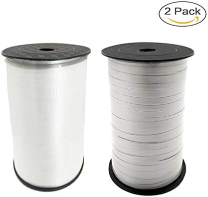 Crimped Curling Ribbon Pack of Two for Tying up Balloons, Room Decoration, Beautify Boxes, Party Planners, Homemakers, Scrap Bookers, Wedding. 3/16-inch by 500-yard Spool, Silver,white