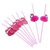 Anself 50St Trinkhalme Strohhalme mit Flamingo Deko