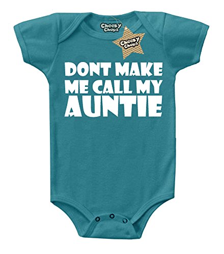 Don't Make Me Call My Auntie Print Turquoise & White 0 - 3 Months