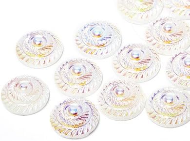 Gemstones | Rhinestones | 18.0mm, Shell, White Alabaster-AB, 30 Pieces