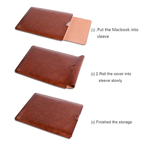 WALNEW Schlanke Leder New MacBook Air 12 Zoll Hülle, MacBook Schutzhülle, Hülle, Case, Cover, New MacBook Air 12 Zoll Hülle mit Handgriff, geschütztes Inneres und externes Mousepad - 6