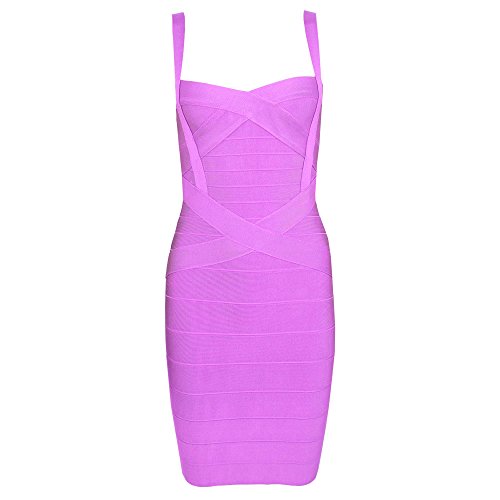 HLBandage Women's Spaghetti Strap Rayon Mini Bodycon Bandage Dress(M,Lavanda)