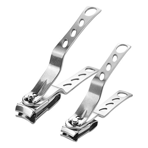 Toenail Nail Clippers with Nail File- Stainless Steel Long Handle Nail- 360 Degree Rotating Cutter Head by Bonworl