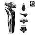 Produktbild Elektrorasierer, Breett 4-in-1 Shaver, 4D Touch Rasierapparat, Präzisionstrimmer, Trimmer, Rasieren, 4 Trimmeraufsätze, IPX7 wasserdicht, USB Ladung, Wet&Dry, schwarz, chrom