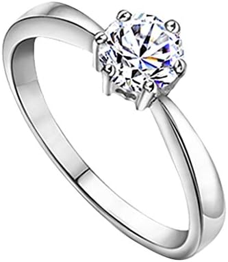 Women Brilliant Cubic Zirconia CZ Sterling Silver 925 Wedding Engagement Ring Couple Rings