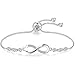 Produktbild SSRSHDZW Damen Unendlichkeitssymbol Armband 925 Sterling Silber Weiß Oder Vergoldet Armband Mädchen Unbegrenzte Herz Zirkonia Armband Liebe Schmuck Geschenk