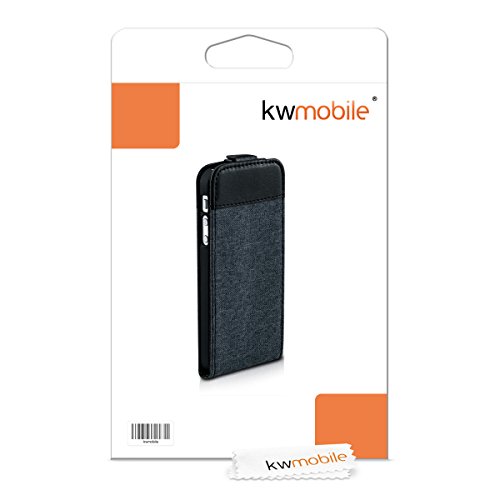 kwmobile Funda para Apple iPhone SE   5   5S - Carcasa de  Cuero sint  tico  y  Tela  - Case  Plegable  en  Gris Oscuro Negro 