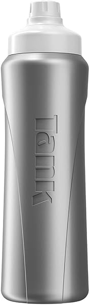 Tank Insulated Plastic Water Bottle, Silver, 1L, BPA Free, Perfect for School, Gym, Outdoor Activities
