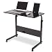 Produktbild DlandHome 80 * 40cm Computertisch Lernen Schreibtich Pflegetisch Bettisch Frühstückstisch Höhenverstellbar mit Rollen Beistelltisch für Büro Schlafzimmer Mit Tablet-Steckplatz Schwarz