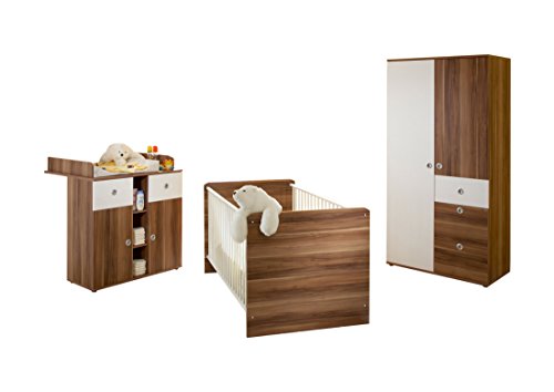 Preisvergleich Produktbild TICAA Babyzimmer"Milu" 3-teilig Walnuss-Weiß