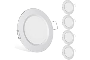 ‎ACEGOO acegoo 4 x LED Einbaustrahler 12V Spots Ultra Flach 2,5W Einbauleuchten Loch 57-64mm 215lm CRI 93 Dimmbar Einbauspots für Boot Wohnmobil Wohnwagen Bad Möbel Schrank, 3000K Silber