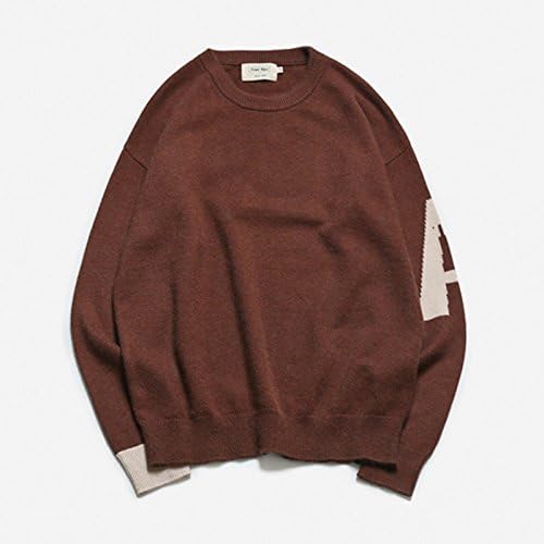 Autumn and winter men's arm letter sweater sweater sweater Hoodie sweater style Japanese letters,brown,M
