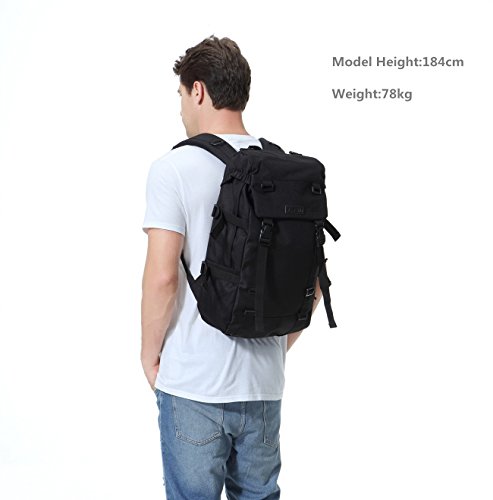 Vaschy Camping Rucksack L  ssiger Rucksack Vintage Rucksack Daypack Teen Schulrucksack f  r 15 Zoll Laptop Schwarz