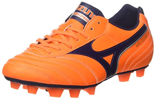 Mizuno Morelia Club MD, Scarpe per Allenamento Calcio Uomo, (Orangeclownfish/Peacoat/Silver), 41 EU