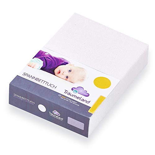 Preisvergleich Produktbild Träumeland Spannbetttuch für Laufgittermatratzen Jersey weiß 100x100