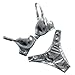 Produktbild Amoyl Damen Bikini Set Hell Leder Sexy Push Up BH Und Hohe Taille Bikinihose String Zweiteilig Bademode Strandmode (Silber, S)